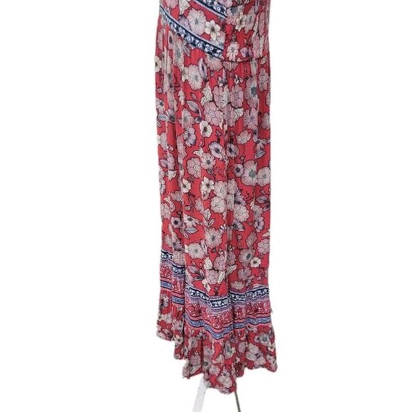 Knox Rose Strawberry Jam Floral Midi Dress Size Medium V Neck Boho Summer - Picture 7 of 14